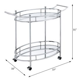 ACME Jinx Serving Cart, Clear Glass & Chrome Finish 98216