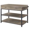 ACME Macaria Kitchen Island, Rustic Oak & Black Finish AC00403