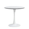 TULIP DINING TABLE ,32IN ROUND, WHITE, Mable black, 1pc per ctn