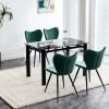 Dining chairs set of 2, Dark Green velvet Chair modern kitchen chair with metal leg