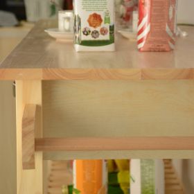 Kitchen Island & Kitchen Cart, Mobile Kitchen Island with Two Lockable Wheels, Rubber Wood Top (Color: as Pic)