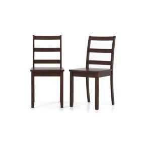 Set of 2 Modern Kitchen Dining Chairs with Solid Rubber Wood Structure (Color: Brown)