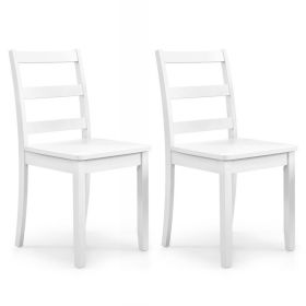 Set of 2 Modern Kitchen Dining Chairs with Solid Rubber Wood Structure (Color: White)